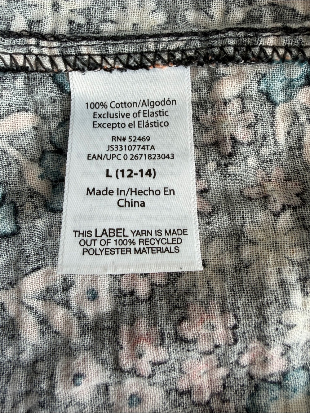Joyspun Smocked Gauze Pajama Set Black Soot Fall Floral Wide Leg L Cottagecore - Picture 14 of 14